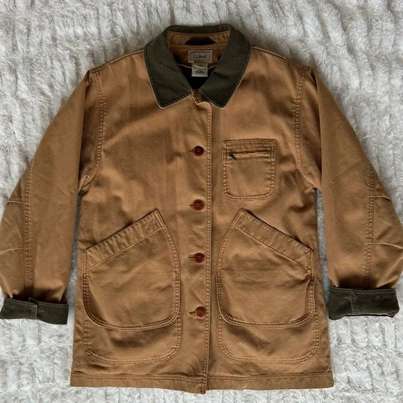 LL Bean Vintage Chore Coat Barn Jacket Tan Womens S - Picture 2 of 16